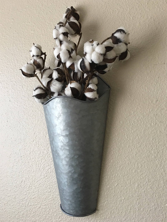 Wall Vase with Cotton Stems, Cotton Stem Decor, Rustic Farmhouse Wall Decor, Country Wall Decor, Rustic Decor, Home Decor, Farmhouse
