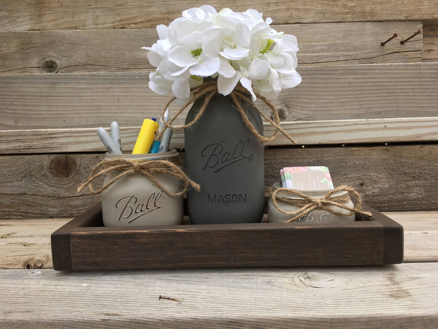 Office Decor, New Job Gift, Rustic Office Desk Accessories, Office Organization, Office Gift, Mason Jar Organization, Home Office Decor