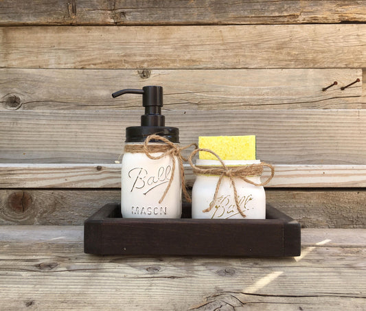 Bronze Soap Dispenser & Sponge Holder Set