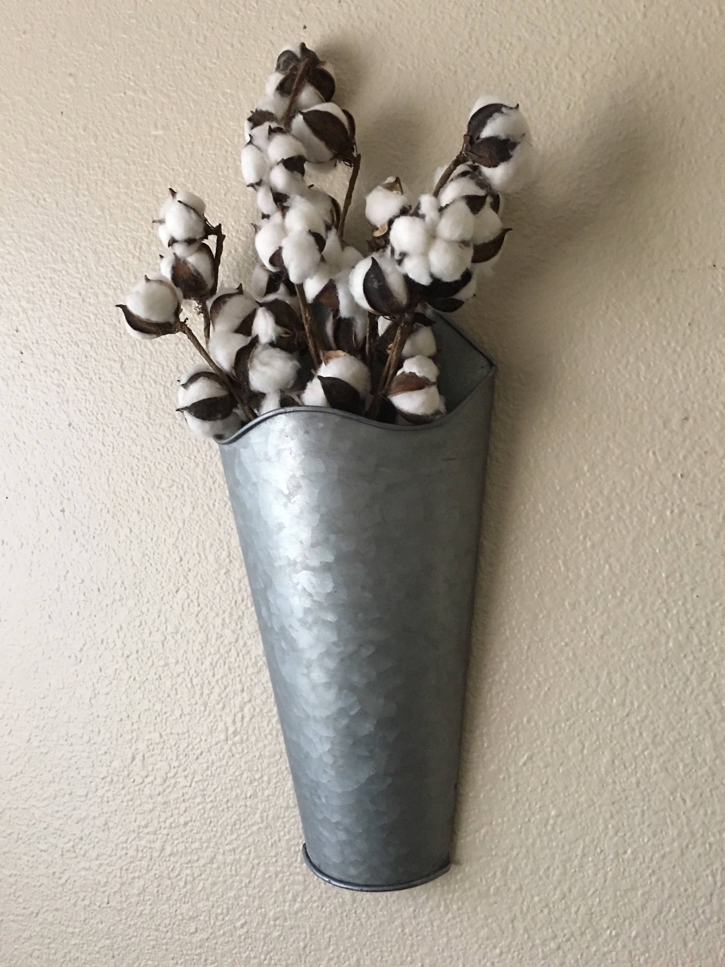 Wall Vase with Cotton Stems, Cotton Stem Decor, Rustic Farmhouse Wall Decor, Country Wall Decor, Rustic Decor, Home Decor, Farmhouse