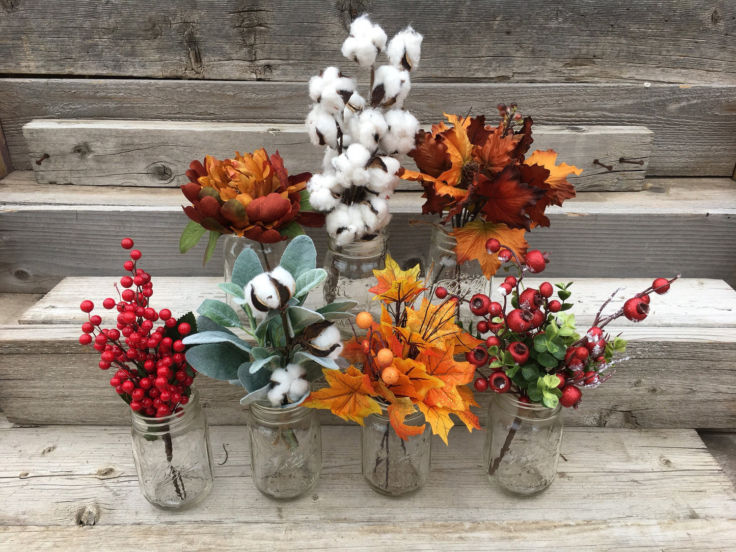 New Seasonal Bouquet Options!! Add on Flowers, Cotton Stems, Christmas Berries, Lambs Ears with Cotton Bolls, Fall Leaves, Fall Flowers