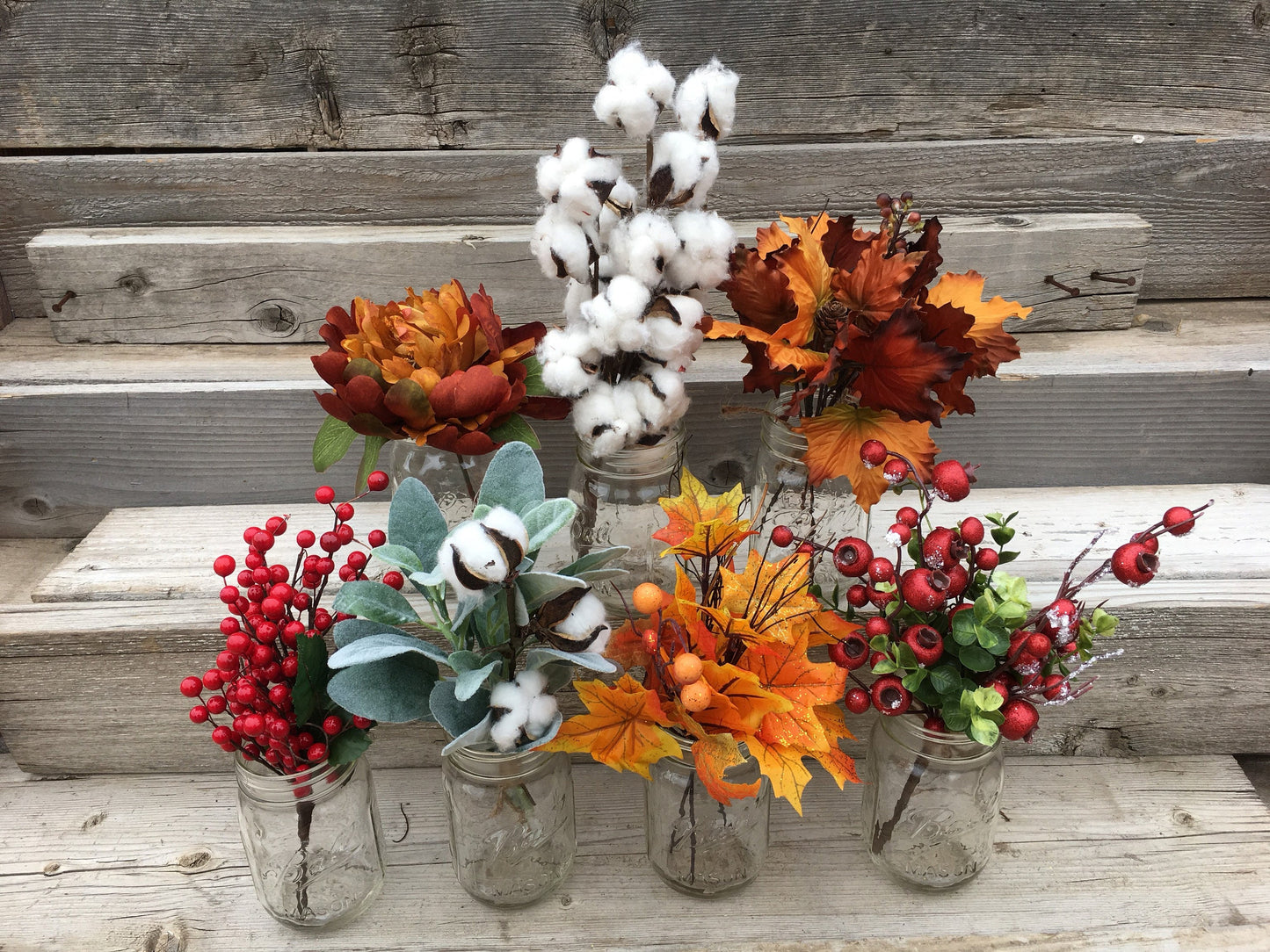 New Seasonal Bouquet Options!! Add on Flowers, Cotton Stems, Christmas Berries, Lambs Ears with Cotton Bolls, Fall Leaves, Fall Flowers