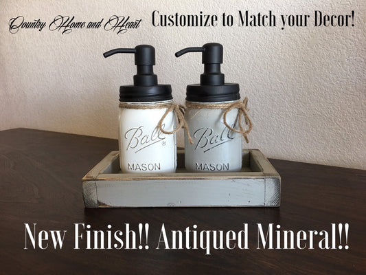 Soap and Lotion Dispenser Set, Rustic Kitchen Bronze, Farmhouse Mason Jar Kitchen Decor, Mason Jar Soap Dispenser, Dish soap and Lotion