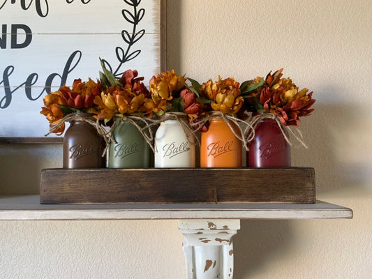 Rustic Fall Dining Room Table Centerpieces, Fall Kitchen Decor, Thanksgiving Centerpiece, Fall Mason Jar Centerpiece, Fall Table Decorations