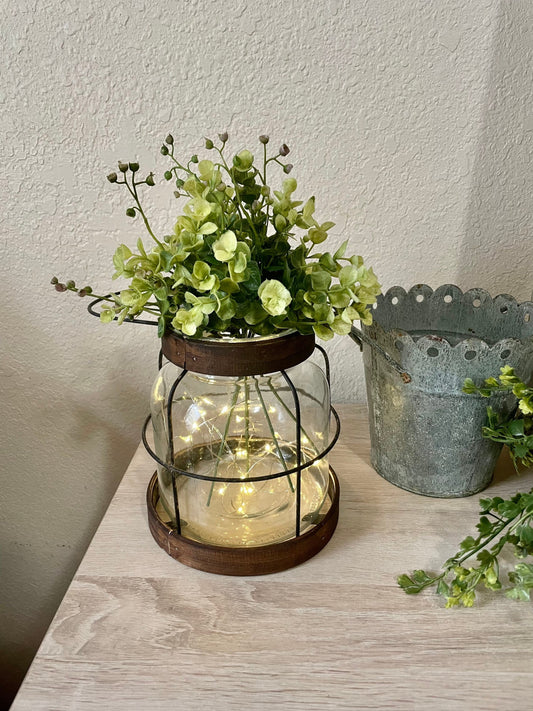 Vintage Style Farmhouse Vase, Rustic Lantern Decor, Rustic Farmhouse Vase, Floral Arrangement, Hostess Gift