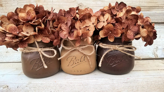 Rustic Shelf Decor, Rustic Bathroom Decor,Brown, Home Decor, Shelf Decorations, Rustic Mason Jars, Brown Mason Jars, Living Room Decor